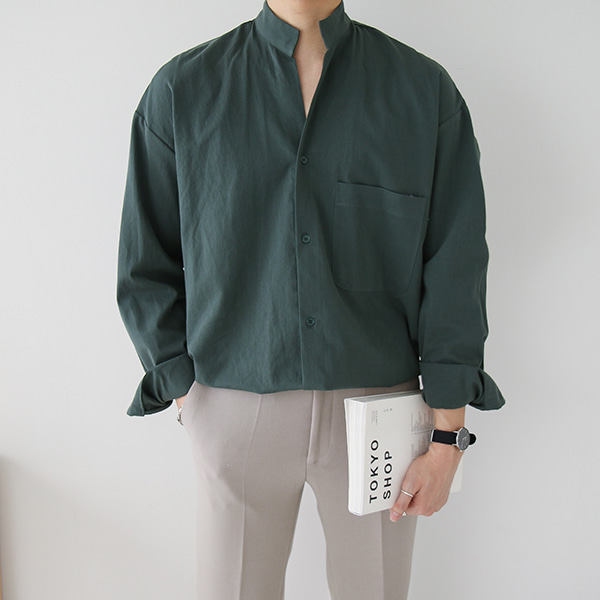 렌키 오버핏 커프스 셔츠 (5color)