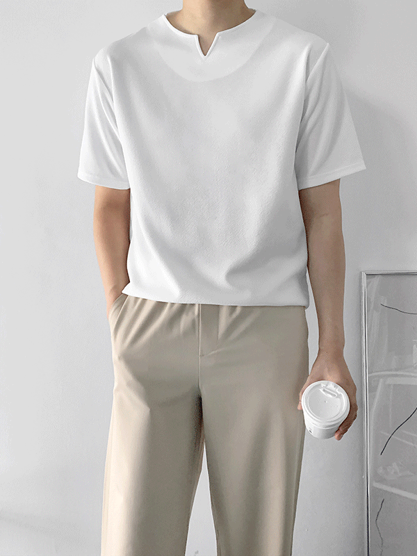 파나 V넥 반팔 티셔츠 (4color)